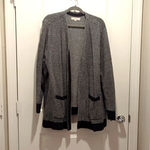 Loft Black and White Open Front Cardigan Size 24/26
